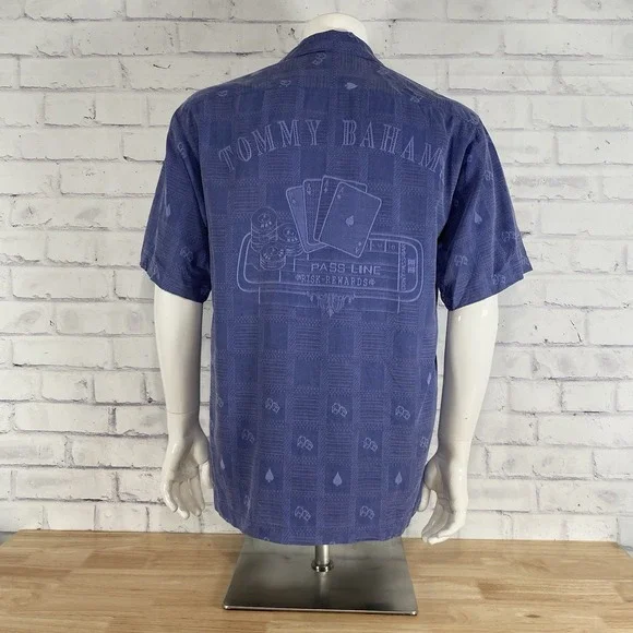 Tommy Bahama Shirt Men's Small 100% Silk Camp Shirt Pass Line Hawaiian Gambling - Picture 6 of 12